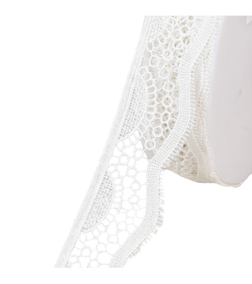 Guipure waves 42mm white per meter