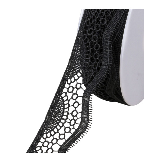 Guipure waves 42mm black per meter