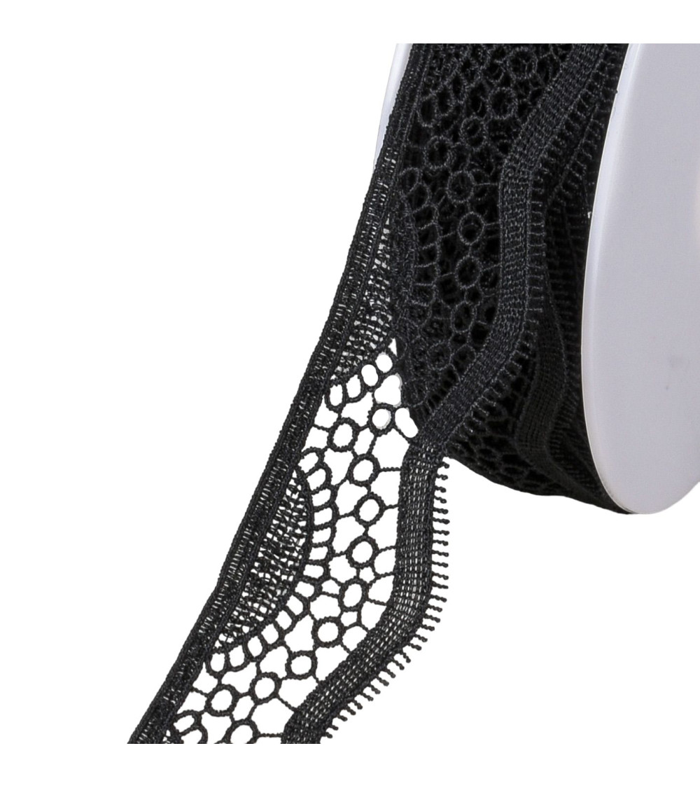 Guipure waves 42mm black per meter