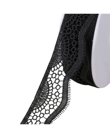 Guipure waves 42mm black by the meter