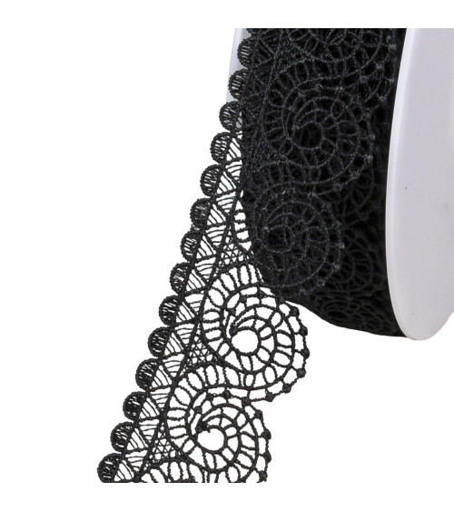 Guipure spirals 38mm black per meter
