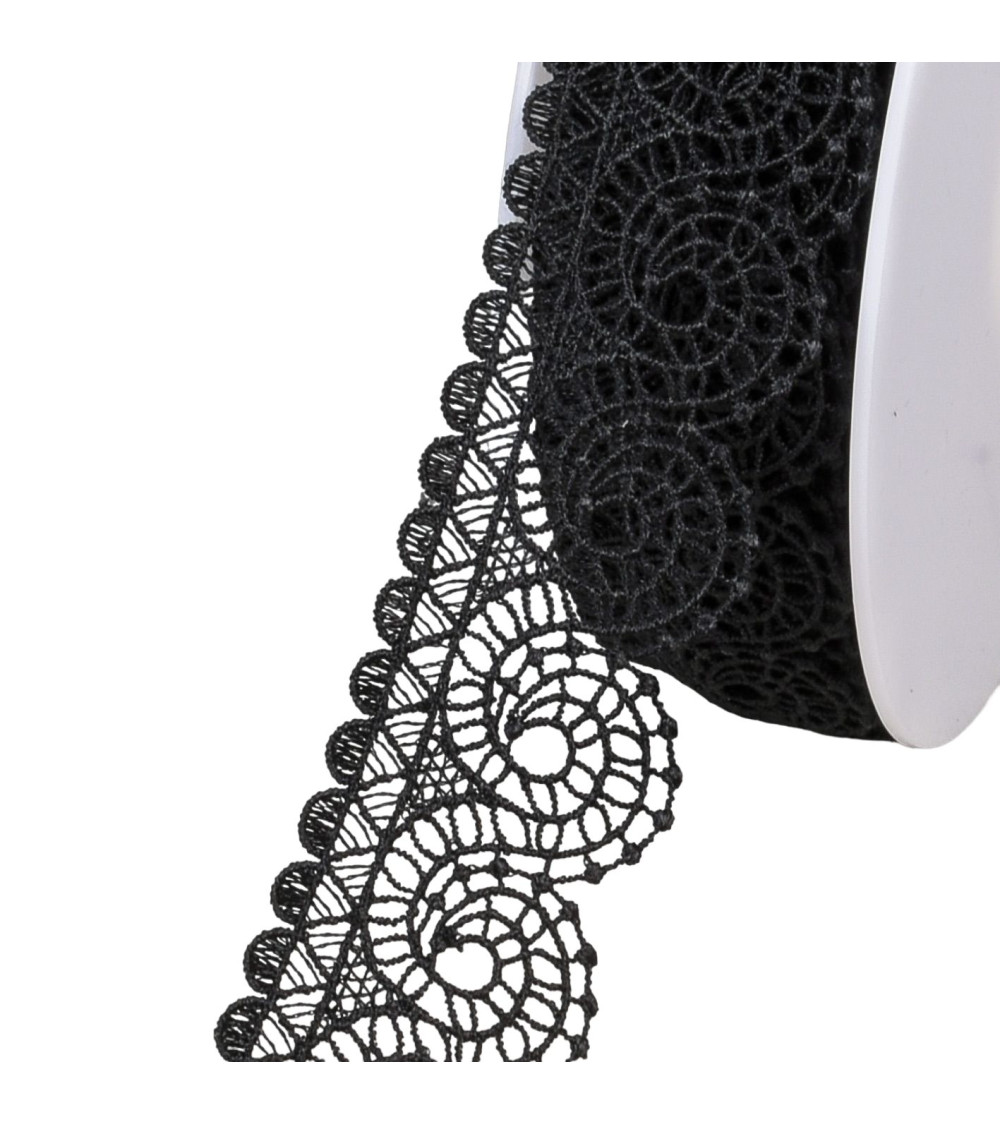 Guipure spirals 38mm black per meter