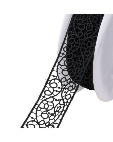 Guipure between two arabesques 38mm black by the meter