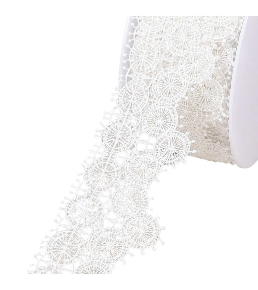 Guipure circles 63mm white per meter
