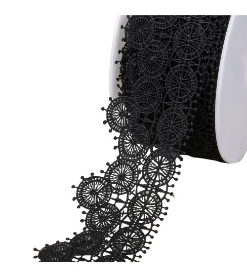 Guipure circles 63mm black per meter