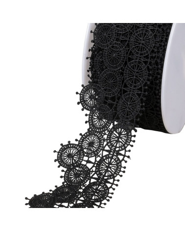 Guipure circles 63mm black per meter