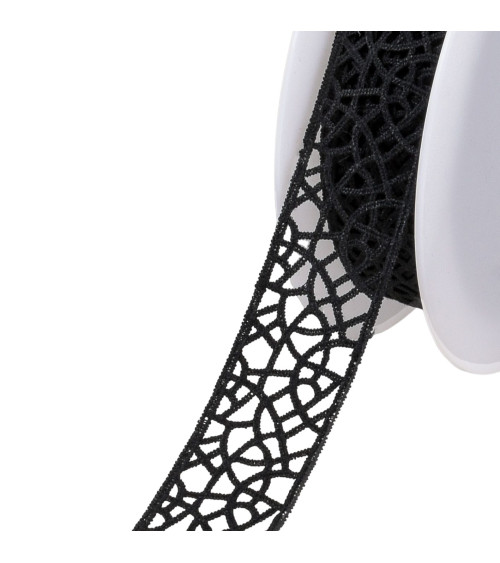 Guipure between two black 30mm mesh per meter