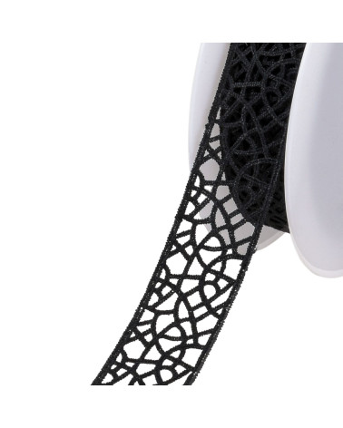 Guipure between two black 30mm mesh per meter