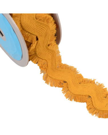 Serpentine frangée 60mm jaune moutarde au mètre