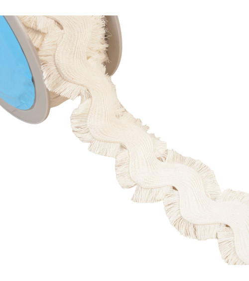 Fringed serpentine 60mm ecru by the meter