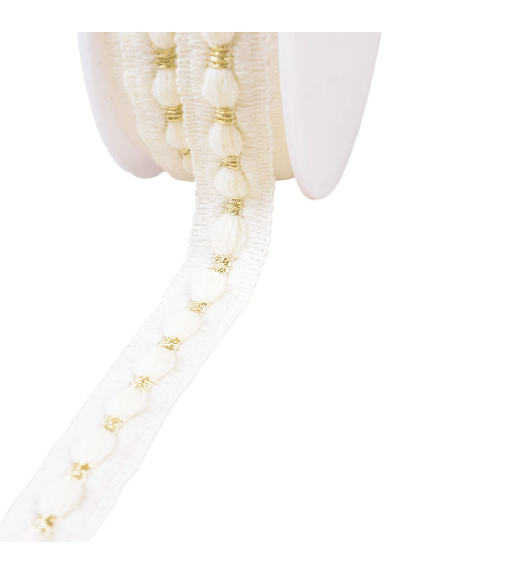 Woolen braid 20mm white by the meter