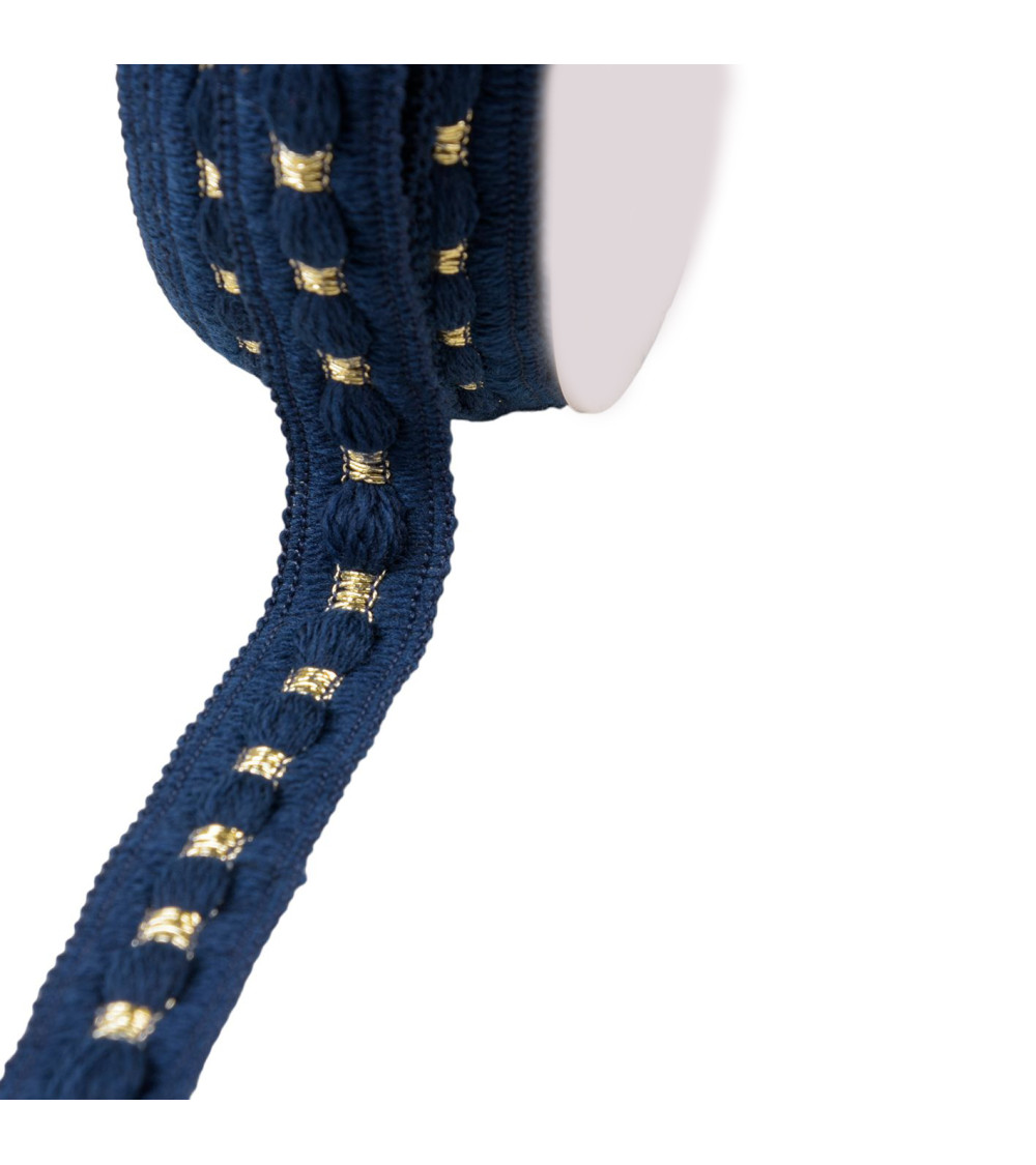 Woolen braid 20mm navy blue by the meter