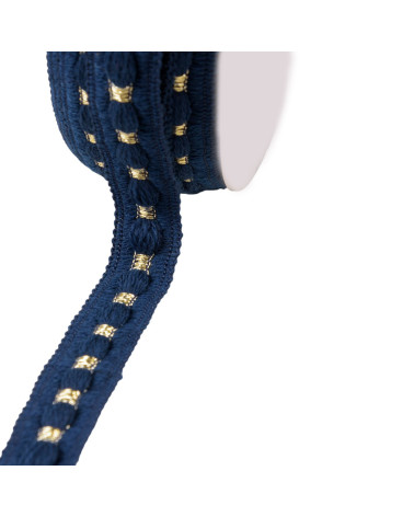 Woolen braid 20mm navy blue by the meter