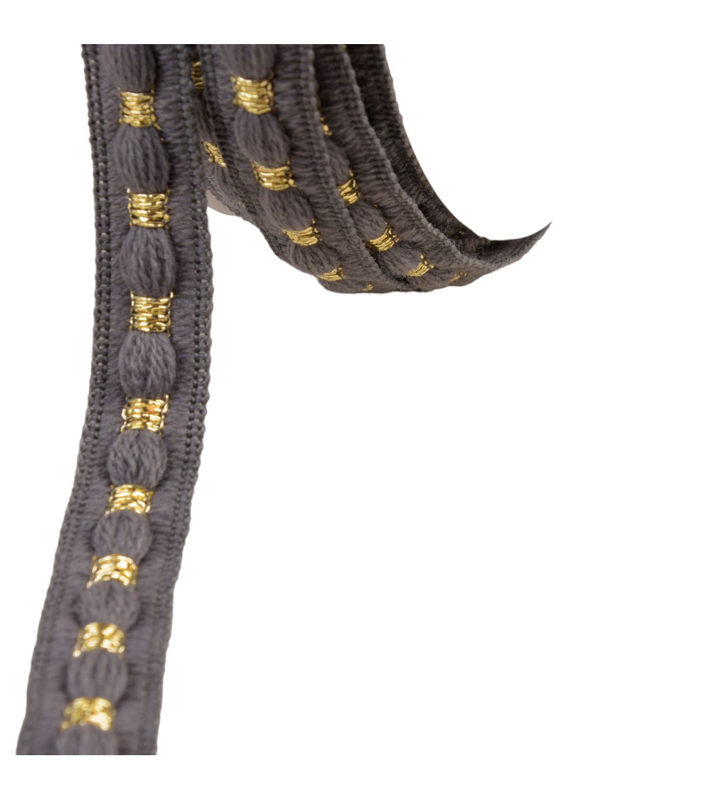 Woolen braid 20mm medium gray per meter