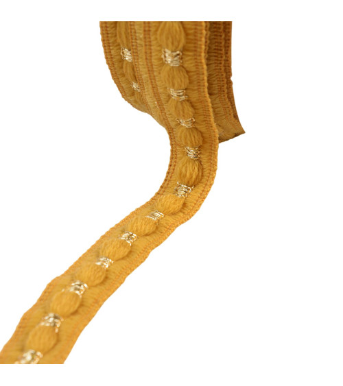 Wooly braid 20mm mustard yellow by the meter