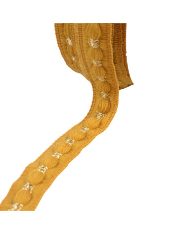 Wooly braid 20mm mustard yellow by the meter