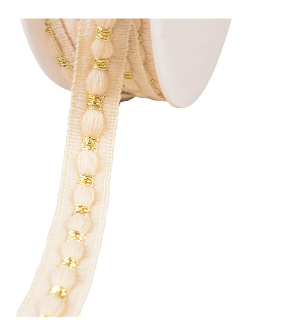 Woolen braid 20mm ecru by the meter