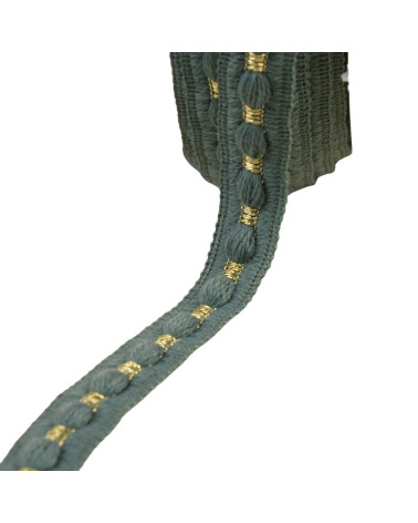 Woolly braid 20mm almond green by the meter