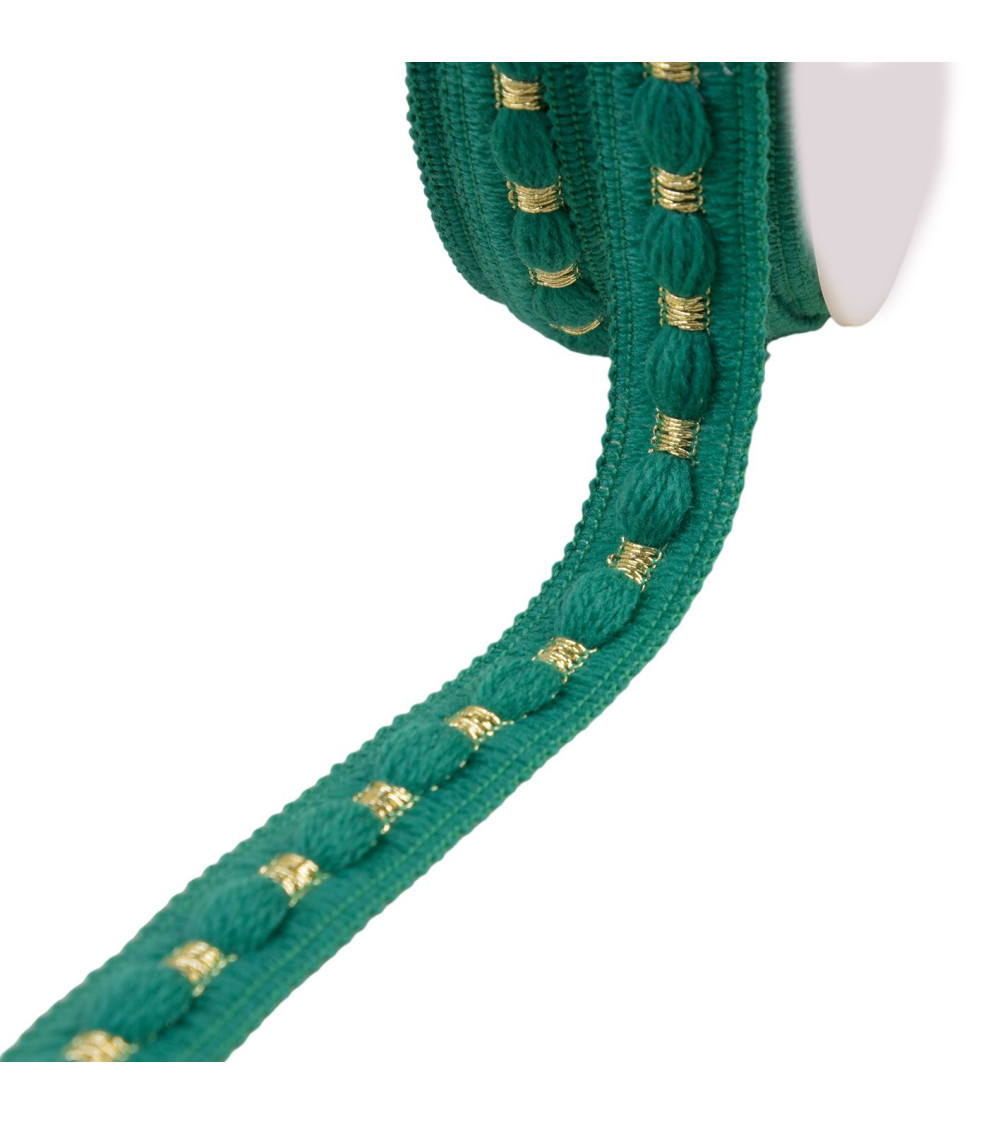 Woolen braid 20mm green by the meter