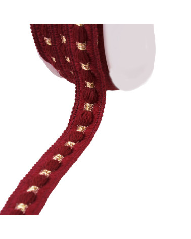 Wooly braid 20mm burgundy red per meter