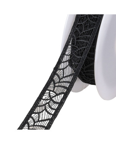 Guipure between two black 27mm mesh per meter