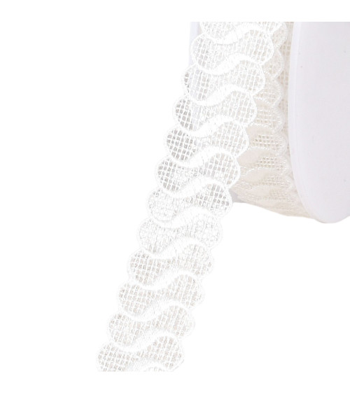 Guipure waves 21mm white per meter