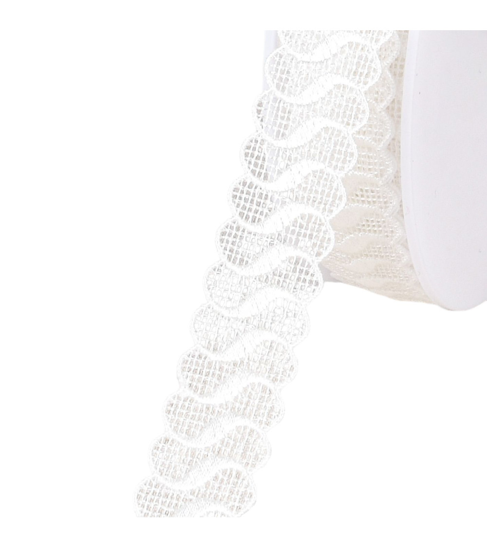 Guipure waves 21mm white per meter