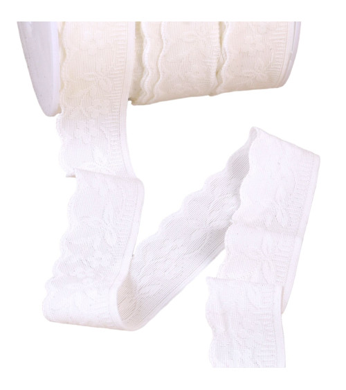 Lace-style lingerie elastic 25mm white per meter