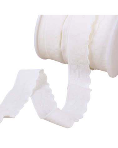 Lace-style lingerie elastic 23mm white per meter