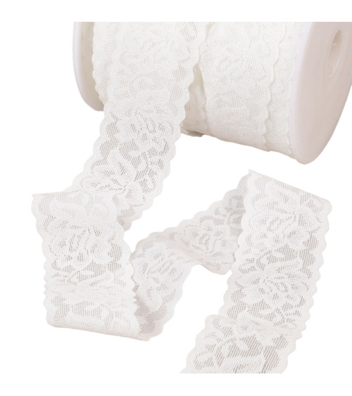Lace-style lingerie elastic 30mm white by the meter