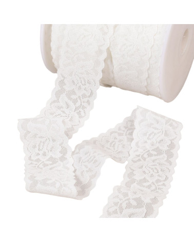 Lace-style lingerie elastic 30mm white by the meter