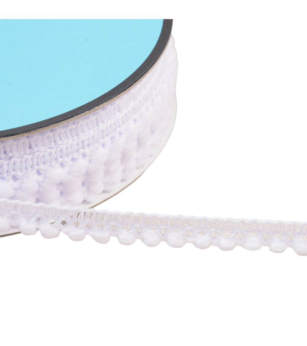 Small pompom braid 10mm white by the meter