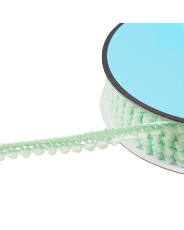 Small pompom braid 10mm nile green per meter