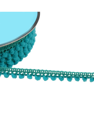 Small pompom braid 10mm duck blue by the meter