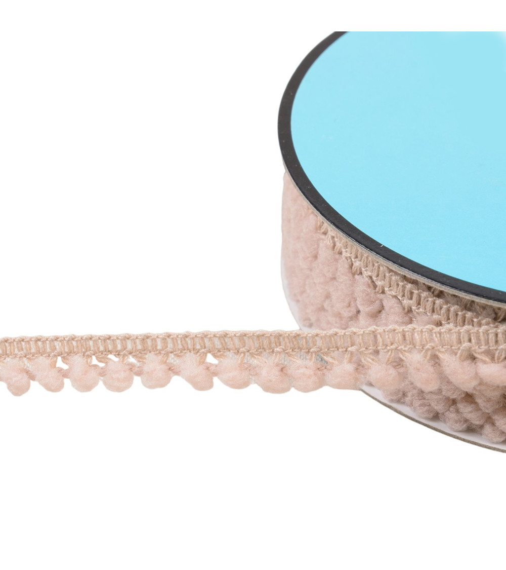 Small pompom braid 10mm beige per meter