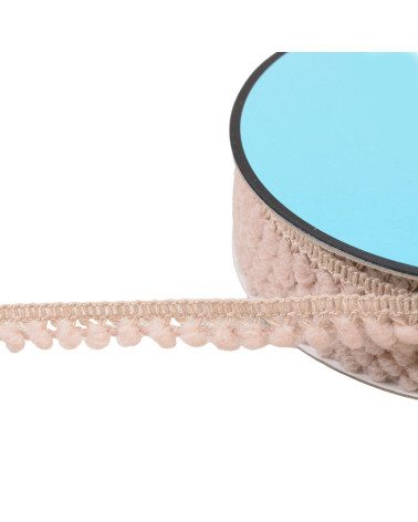 Small pompom braid 10mm beige per meter