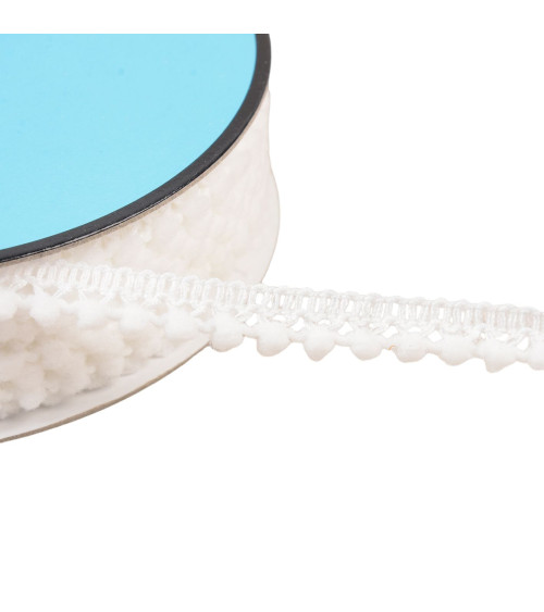 Small pompom braid 10mm ecru by the meter