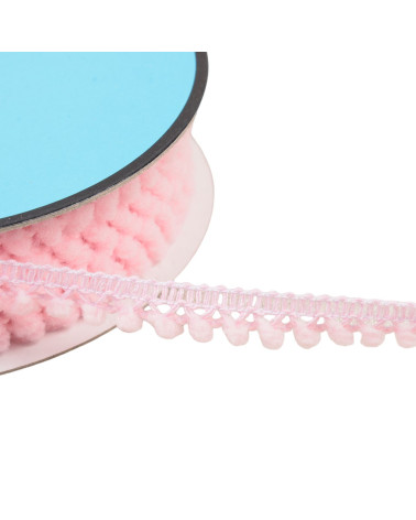Small pompom braid 10mm light pink per meter