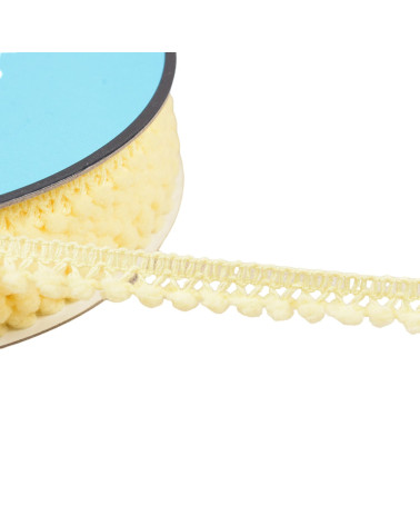 Small pompom braid 10mm straw yellow by the meter