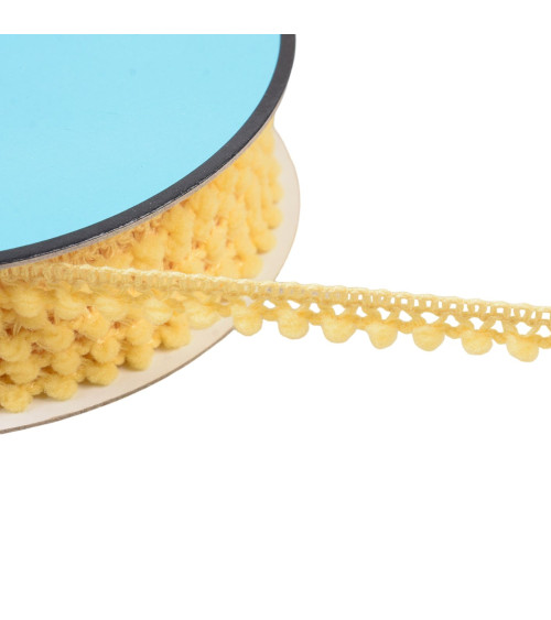 Small pompom braid 10mm yellow/orange by the meter