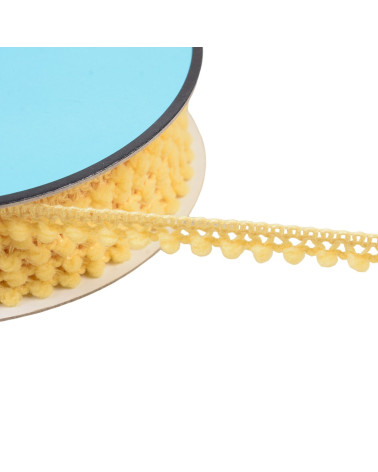 Small pompom braid 10mm yellow/orange by the meter