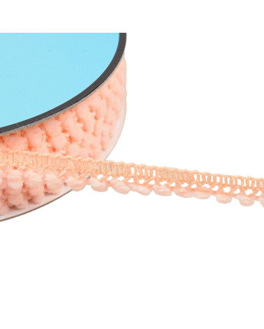 Small pompom braid 10mm salmon orange per meter