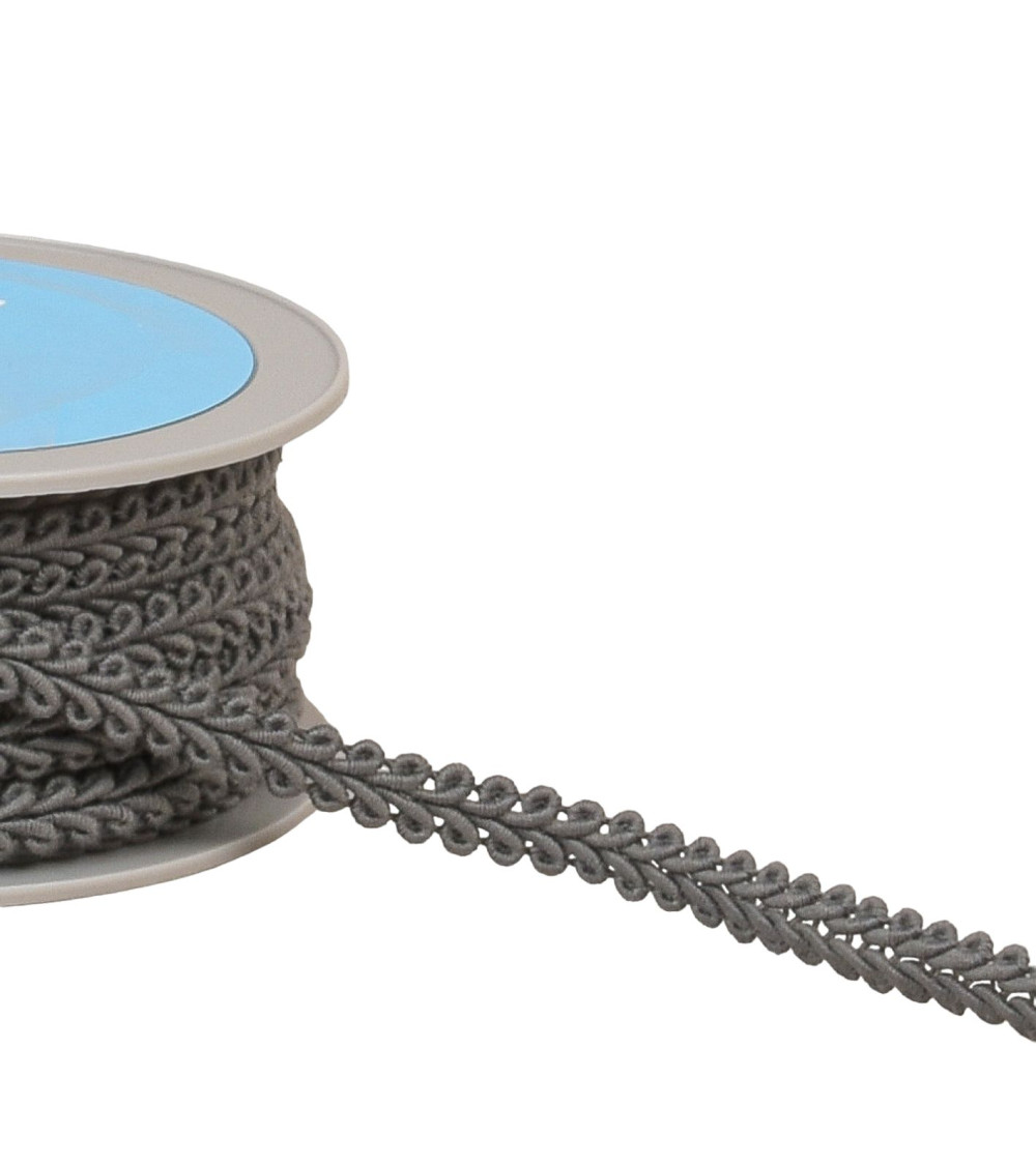 Corn stitch braid 11mm medium gray per meter