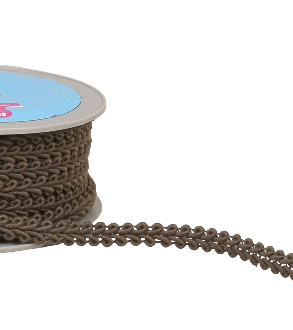 Corn stitch braid 11mm dark brown by the meter