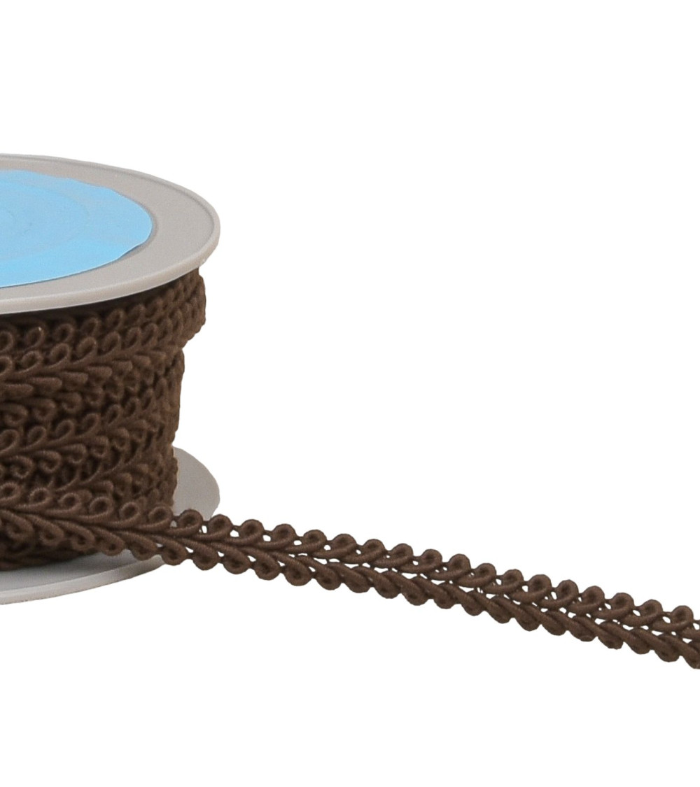 Cob stitch braid 11mm coffee brown by the meter