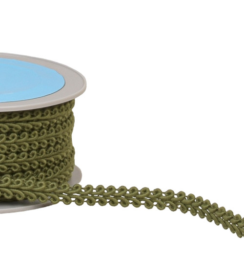 Corn stitch braid 11mm khaki green by the meter