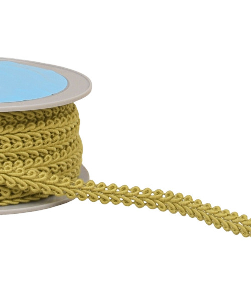 Seed stitch braid 11mm green/beige by the meter