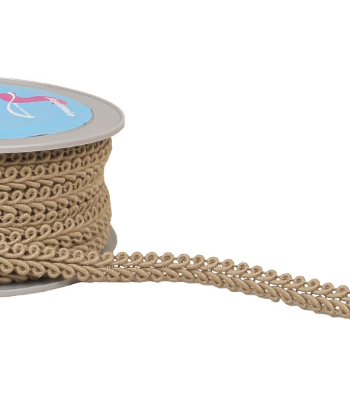 Spike stitch braid 11mm taupe/silver by the meter