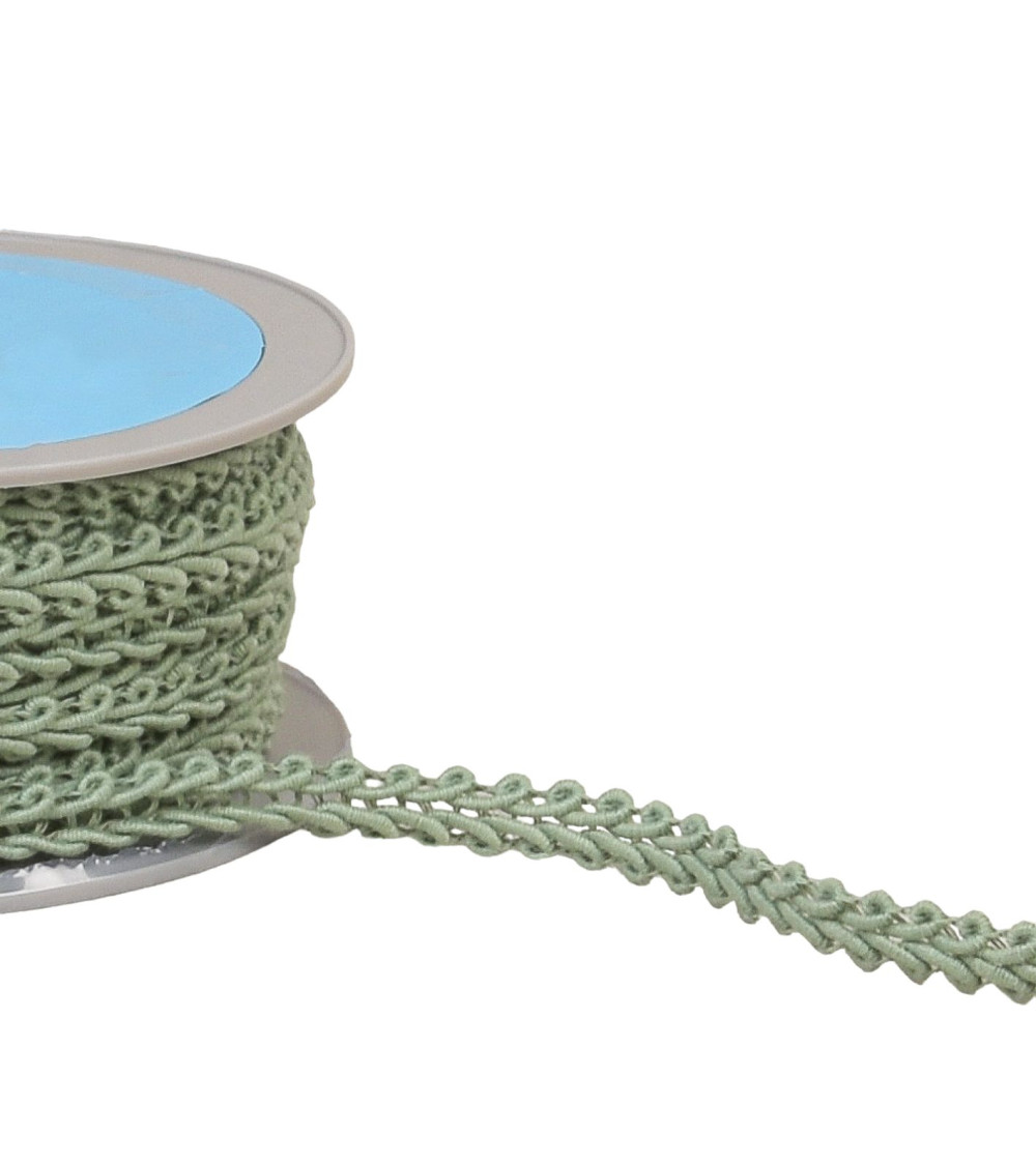 Corn stitch braid 11mm almond green by the meter