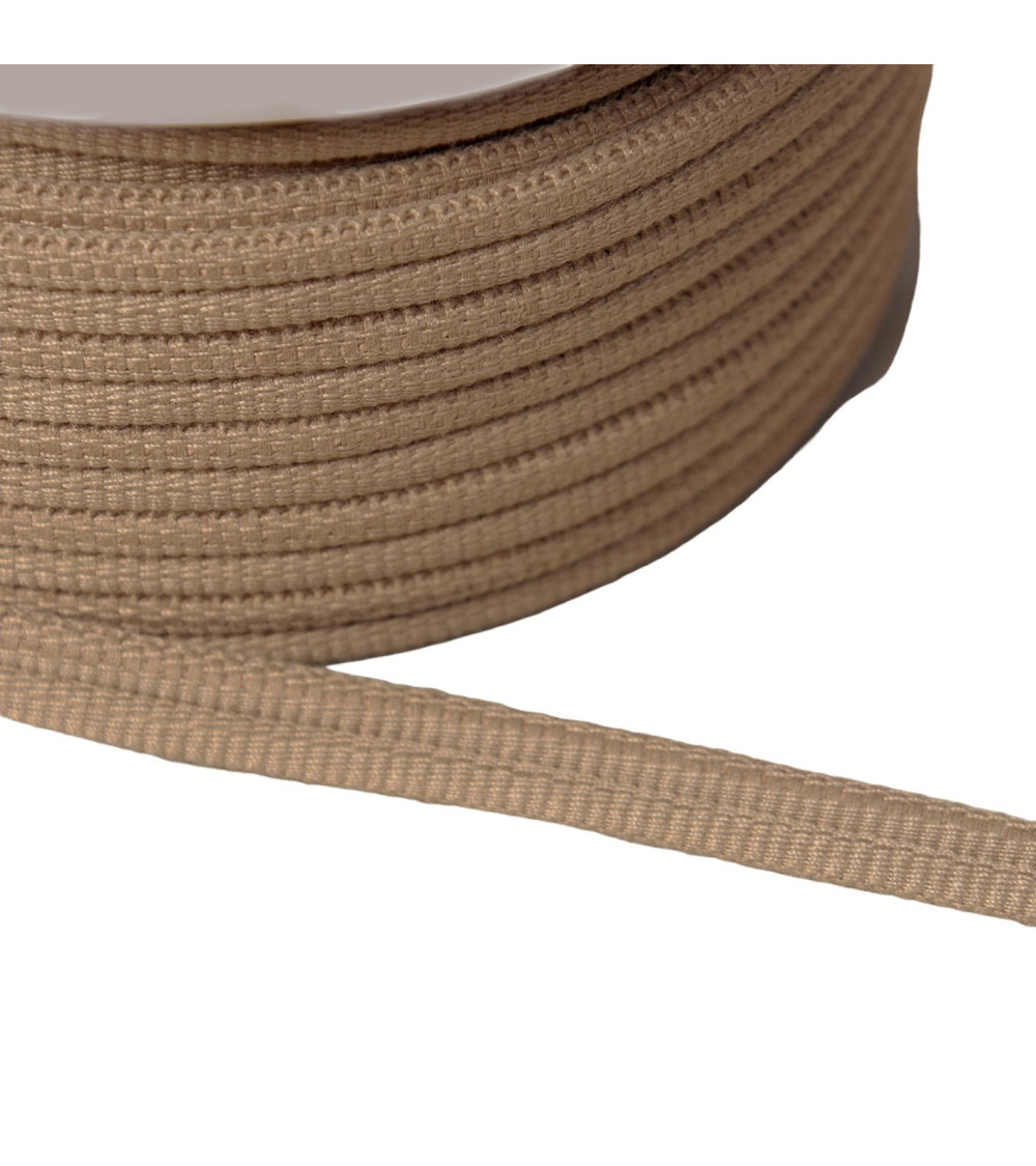 Double cord 9mm taupe brown/silver per meter